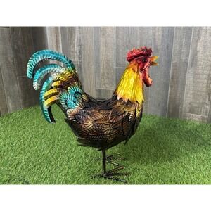 Colorful Metal‎ Rooster Garden Yard Art Rustic Farmhouse Decor